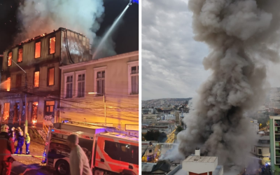 Incendio en centro histórico de Valparaíso deja dos desaparecidos y al menos un herido grave